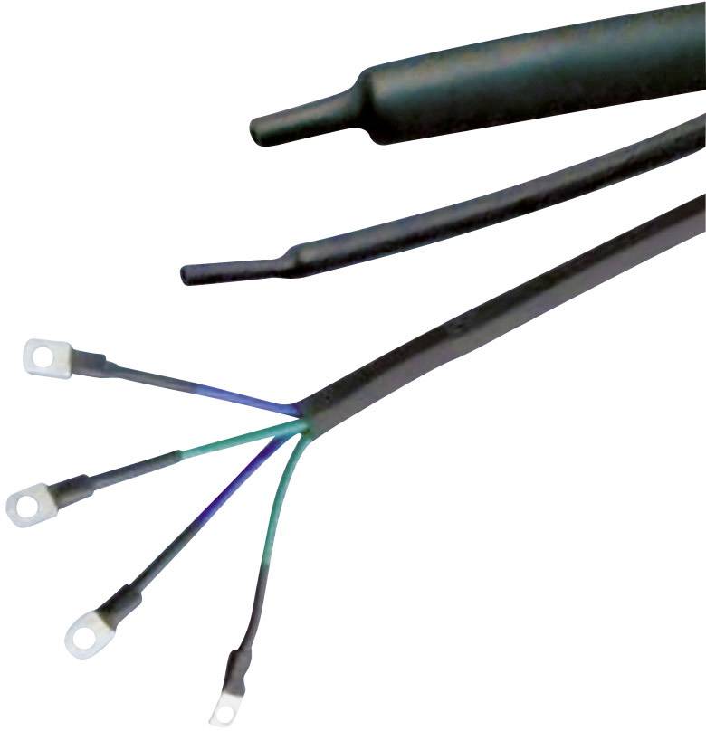 An electrical cable with multiple insulated cores running in different directions, each fitted with ring terminals.
