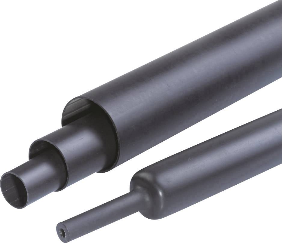 Black heat shrink tubes in various sizes. The tubes are partially cut to reveal the interior.