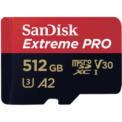 SanDisk Extreme Pro™ microSDXC card 512 GB Class 10, UHS-I, UHS-Class 3, v30 Video Speed Class A2 rating