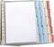 Standing file with coloured dividers and blank pages, used for organised document storage.