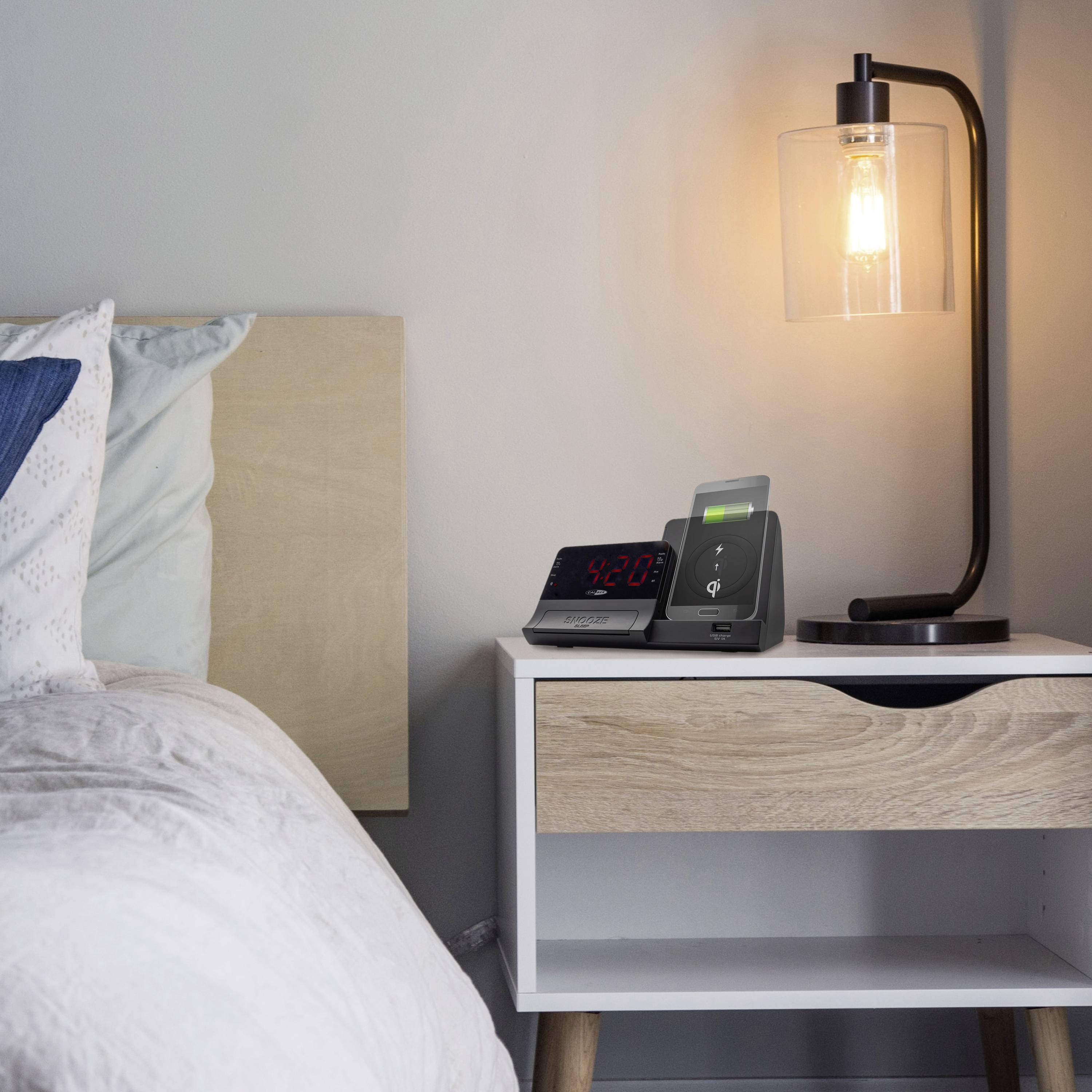 Caliber HCG012QI-BT Radio alarm clock FM AUX, Bluetooth Battery charger Black-7