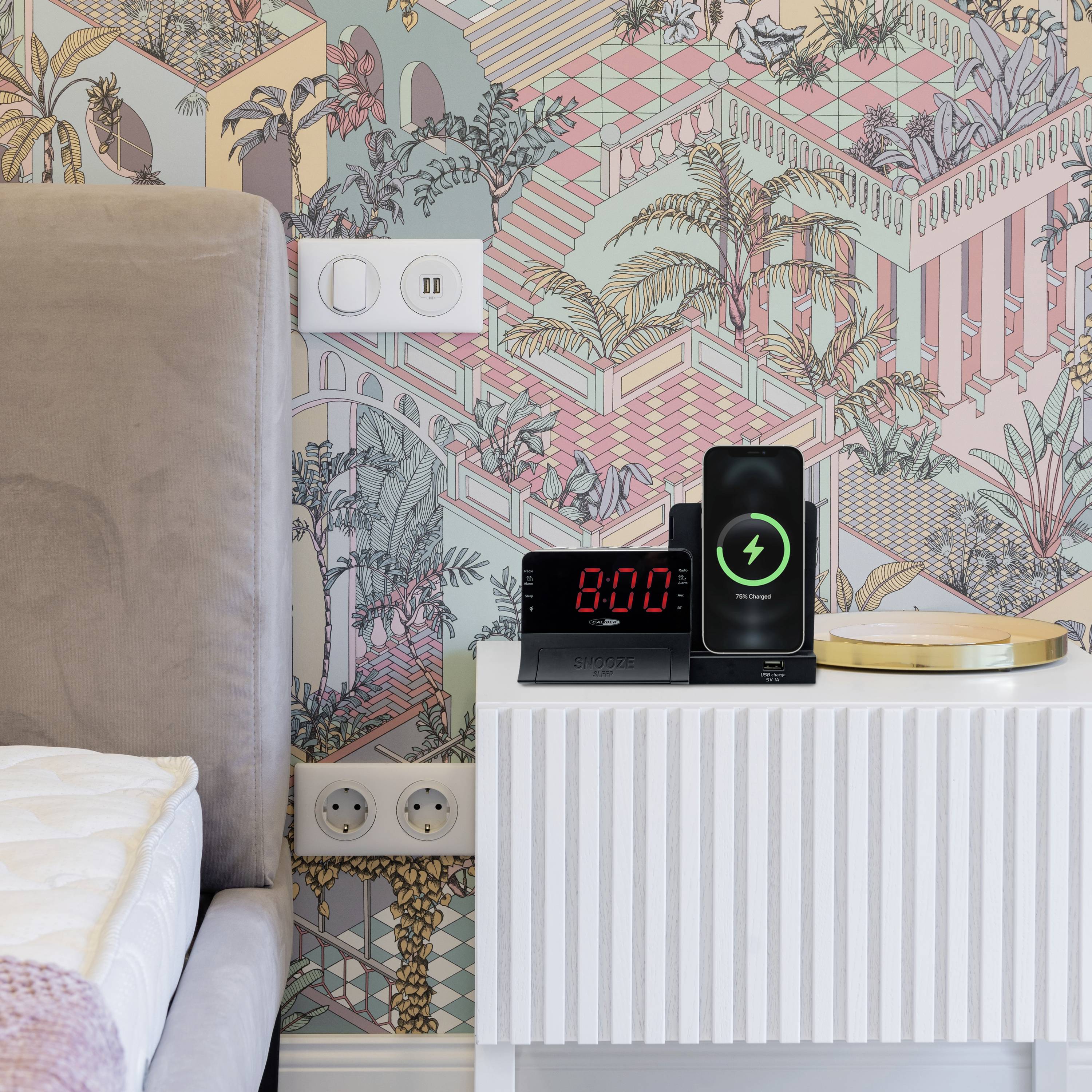 Caliber HCG012QI-BT Radio alarm clock FM AUX, Bluetooth Battery charger Black-8