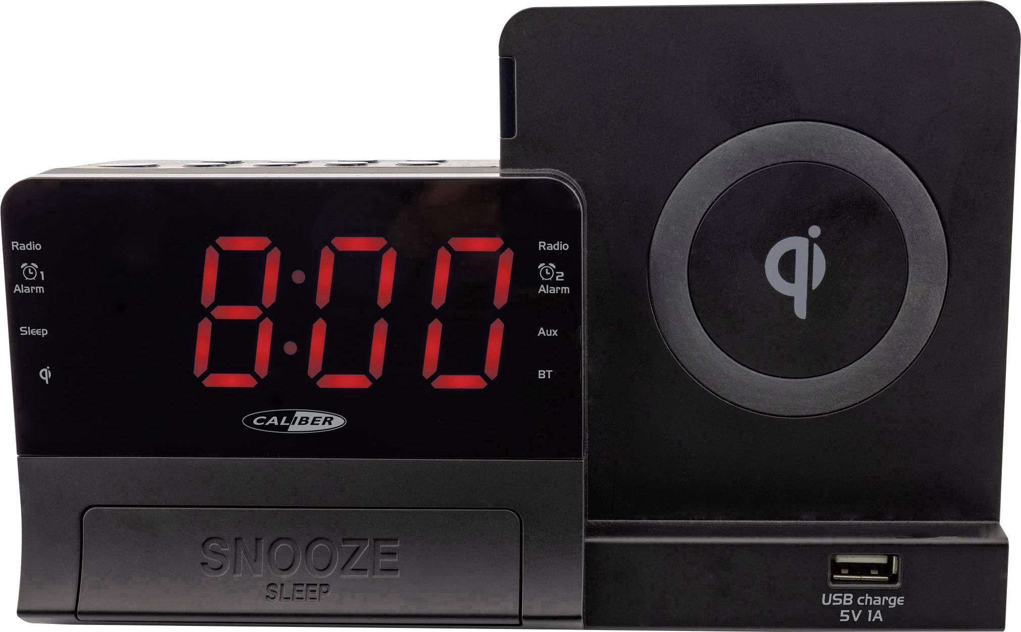 Caliber HCG012QI-BT Radio alarm clock FM AUX, Bluetooth Battery charger Black-4