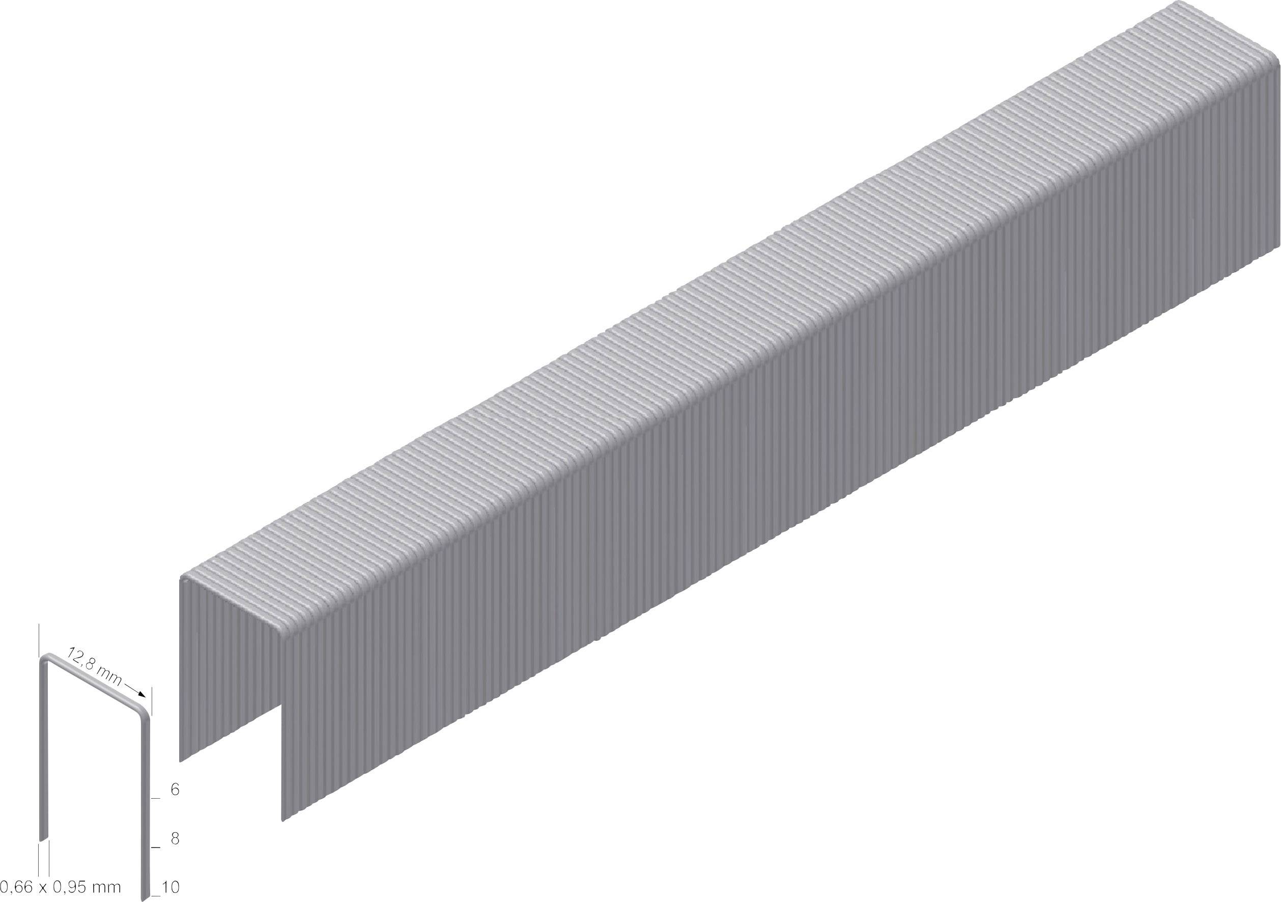 3D technical illustration of a long gray U-shaped metal channel with ribbed sides, shown in perspective with a small cross-section dimension inset.