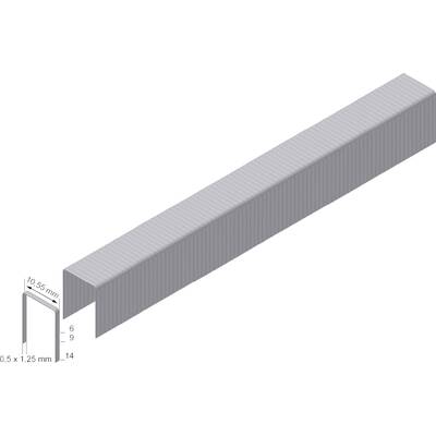 'Illustration of a metal profile channel: 14 cm long, 0.5 x 1.25 mm cross-section, 10.55 mm high; side lengths 6 mm, 9 mm.'