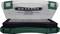 Opened plastic box with foam interior containing metal precision blocks. The inside is marked with 'PREBENA'.
