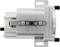 A silver cylindrical mechanical part with mounting holes and screws on a white background.