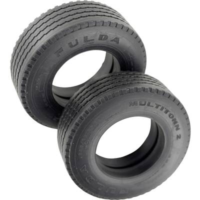 Two black car tyres are lying slightly offset next to each other. The inscription 'FULDA MULTITONN 2' is clearly visible on the tyre walls.