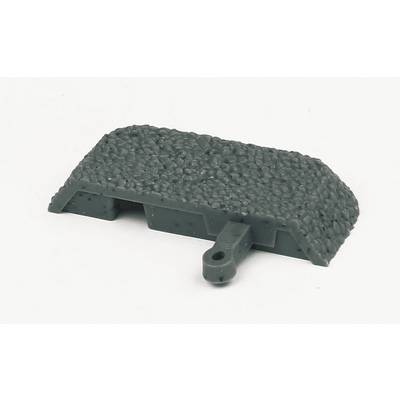 A grey, rectangular plastic component with a textured surface and a small attachment tag underneath.