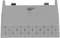 Grey plastic component with rectangular cut-outs and a central elevation, used as a building element in modular construction kits.