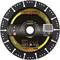'RHODIUS Allcut 180x3x22.3 mm' Cutting Disc for Metal and Other Materials. Black Design with Yellow Logo and Safety Icons.