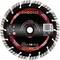 A black cutting disc with a red border, brand 'RHODIUS'. Suitable for concrete and stone materials, diameter 230 mm.