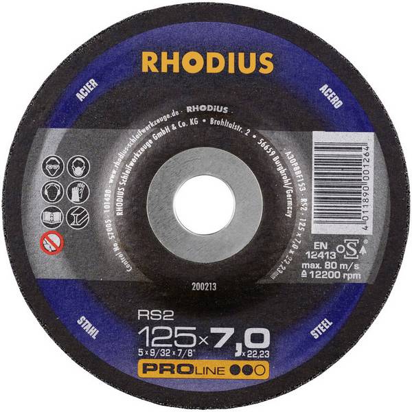 Rhodius 200253 RS2 Grinding disc (off-set) Diameter 180 mm Bore diameter 22.23 mm Steel 1 pc(s)