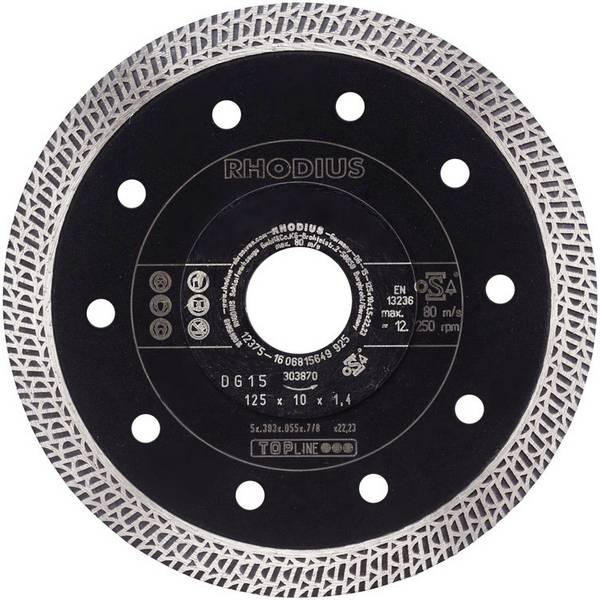 Rhodius 303870 DG15 Diamond cutting disc Diameter 125 mm Bore diameter 22.23 mm Tiles, Ceramic 1 pc(s)