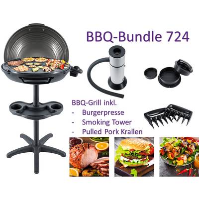 Image of Steba Germany Bundle BBQ 724 Electric Free-standing barbecue Grate area (diameter)=480 mm Black