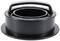 Black round lid with handle and markings 'OPEN' and 'CLOSE'.