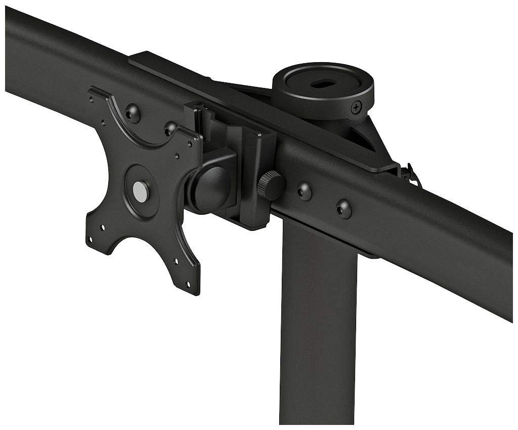 Metal mounting bracket for a monitor arm, suitable for attaching a display to a desk or wall.