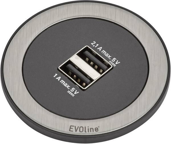 EVOline 159280001400 Worktop socket 2x Black, Stainless steel 1 pc(s)