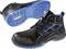 Black-blue work shoes with robust sole and lace-up design, suitable for construction or industrial environments.