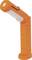 An orange torch in a vertical design with a black clip on the side and a luminous head on top.