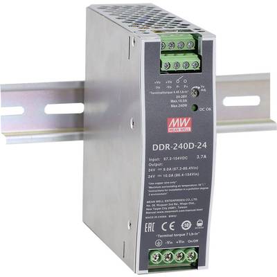   Mean Well  DDR-240D-24  Rail mounted DC/DC converter (DIN)    24 V DC  10 A  240 W  No. of outputs:1 x    Content 1 pc