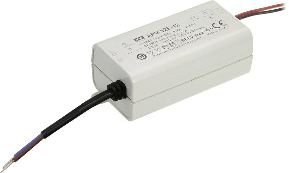 MEAN WELL APV-12E-15 LED driver Constant voltage 12 W 0 A - 800 mA 15 V DC Surge protection, Overvoltage 1 pc(s)