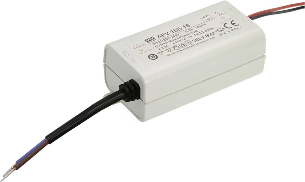 MEAN WELL APV-16E-12 LED driver Constant voltage 15 W 0 - 1.25 A 12 V DC Surge protection, Overvoltage 1 pc(s)-0