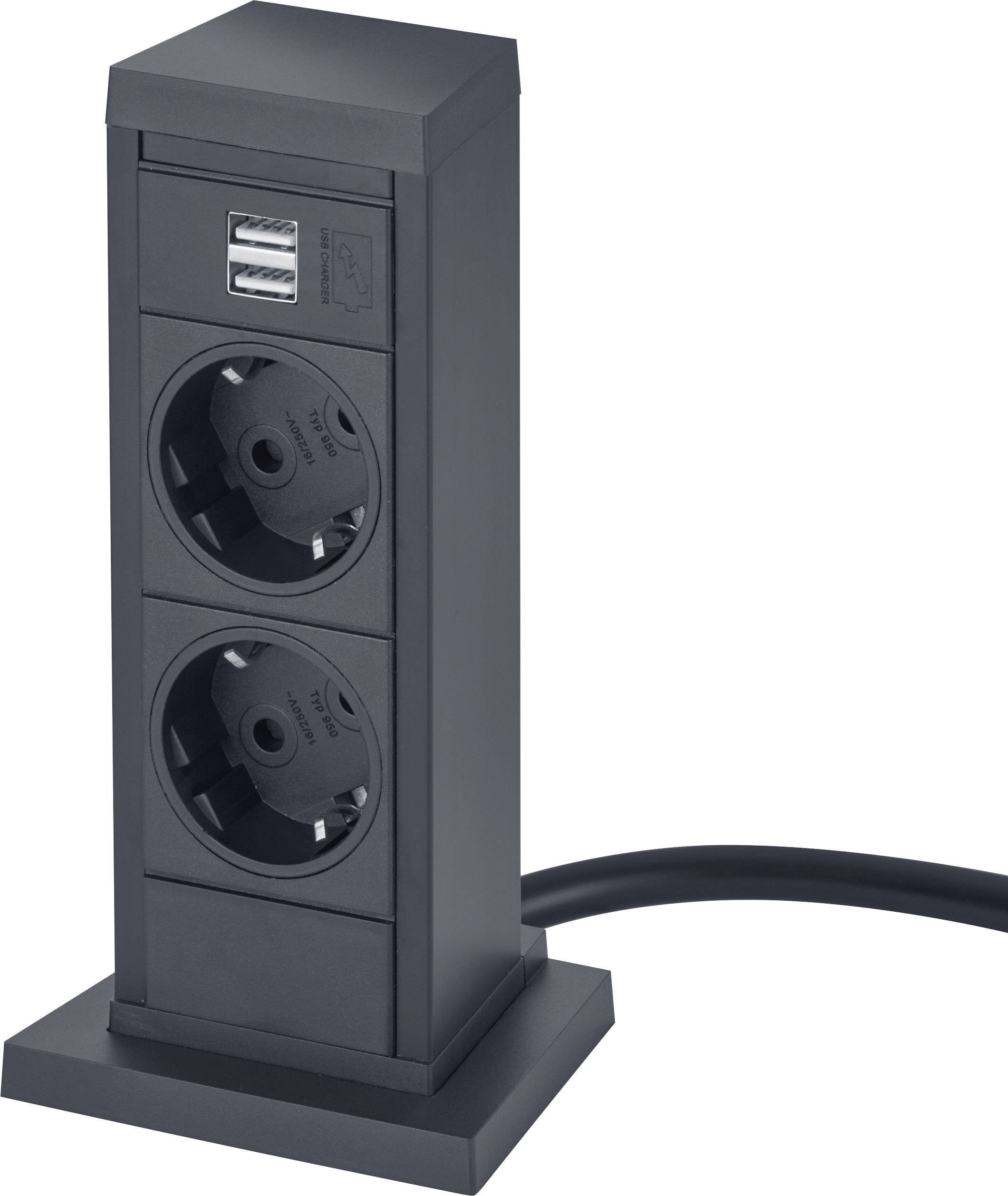 EVOline 159390002000 Built-in socket strip 2x Black PG connector 1 pc(s)