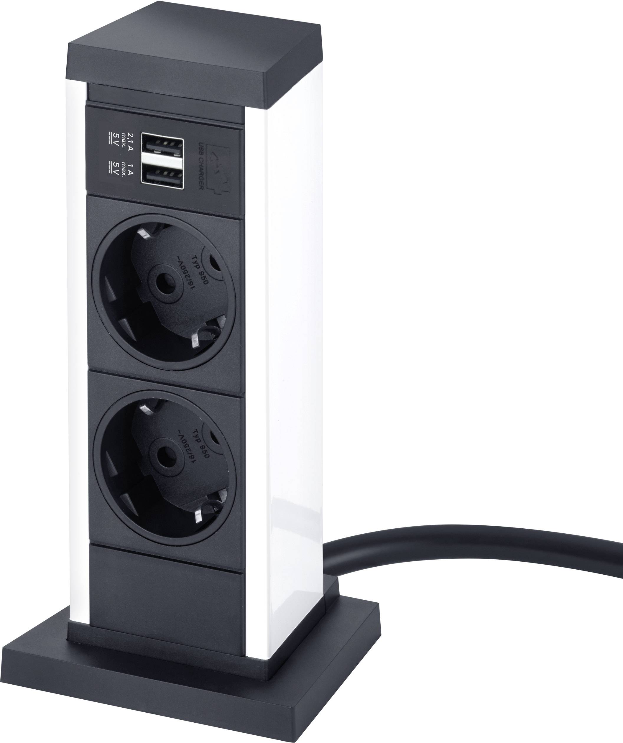 EVOline 159390002800 Built-in socket strip 2x Black, White PG connector 1 pc(s)