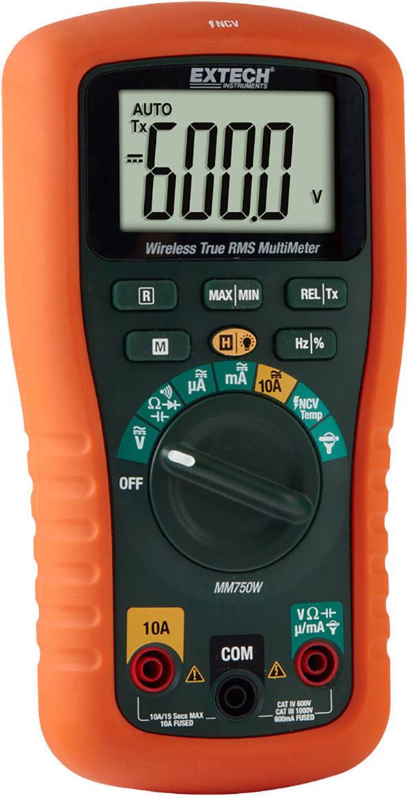Extech MM750W Handheld multimeter Digital Data logger CAT III 1000 V, CAT IV 600 V Display (counts): 6000-12