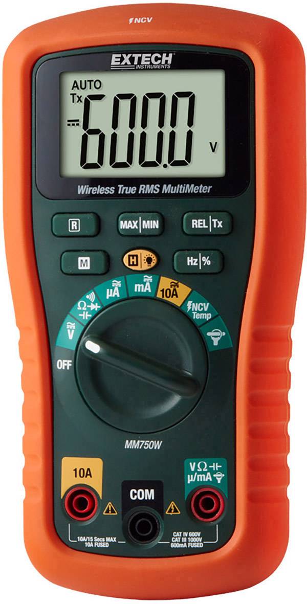 Extech MM750W Handheld multimeter Digital Data logger CAT III 1000 V, CAT IV 600 V Display (counts): 6000-15