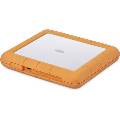 External orange hard drive with a white centre. Robustly built for data storage and protection on the go.