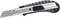 A silver and grey utility knife with a retractable blade, suitable for cutting paper and cardboard.
