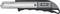 A grey utility knife with a black handle. It has a retractable blade and a slider for blade adjustment.