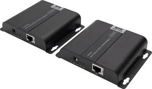 Digitus DS-55124 1 port HDMI extender set  Ethernet extender, Steel casing, Ultra HD compatibility, + remote control, + LED indicator lights, + built-in Ethernet piort, wall mount option 3840 x 2160 p Black