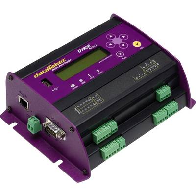 'dataTaker DT82E' data logger with ports for connectivity and digital display, used for data acquisition in industrial applications.