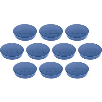 Ten blue round magnets arranged in two rows, all with the inscription 'magnoplan'.