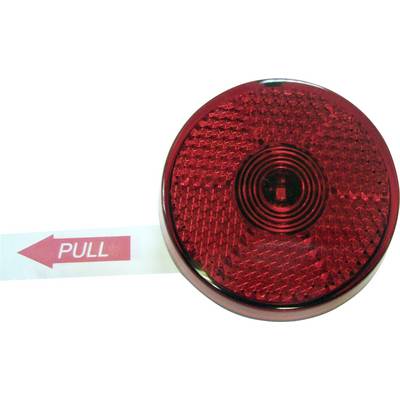 Red reflective arrow with 'PULL' text, indicating the direction to pull.