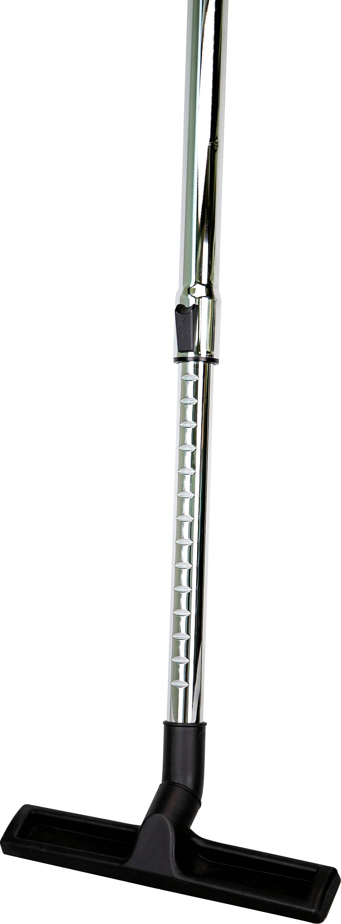 A long, silver vacuum cleaner attachment with a black, rectangular head, suitable for floor cleaning.