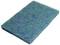 A blue, rectangular cleaning sponge with a rough surface for scrubbing surfaces.