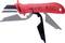 Red wire stripping knife with black blade and protective cap. Suitable for work up to 1000 volts, in accordance with IEC 60900 standard.