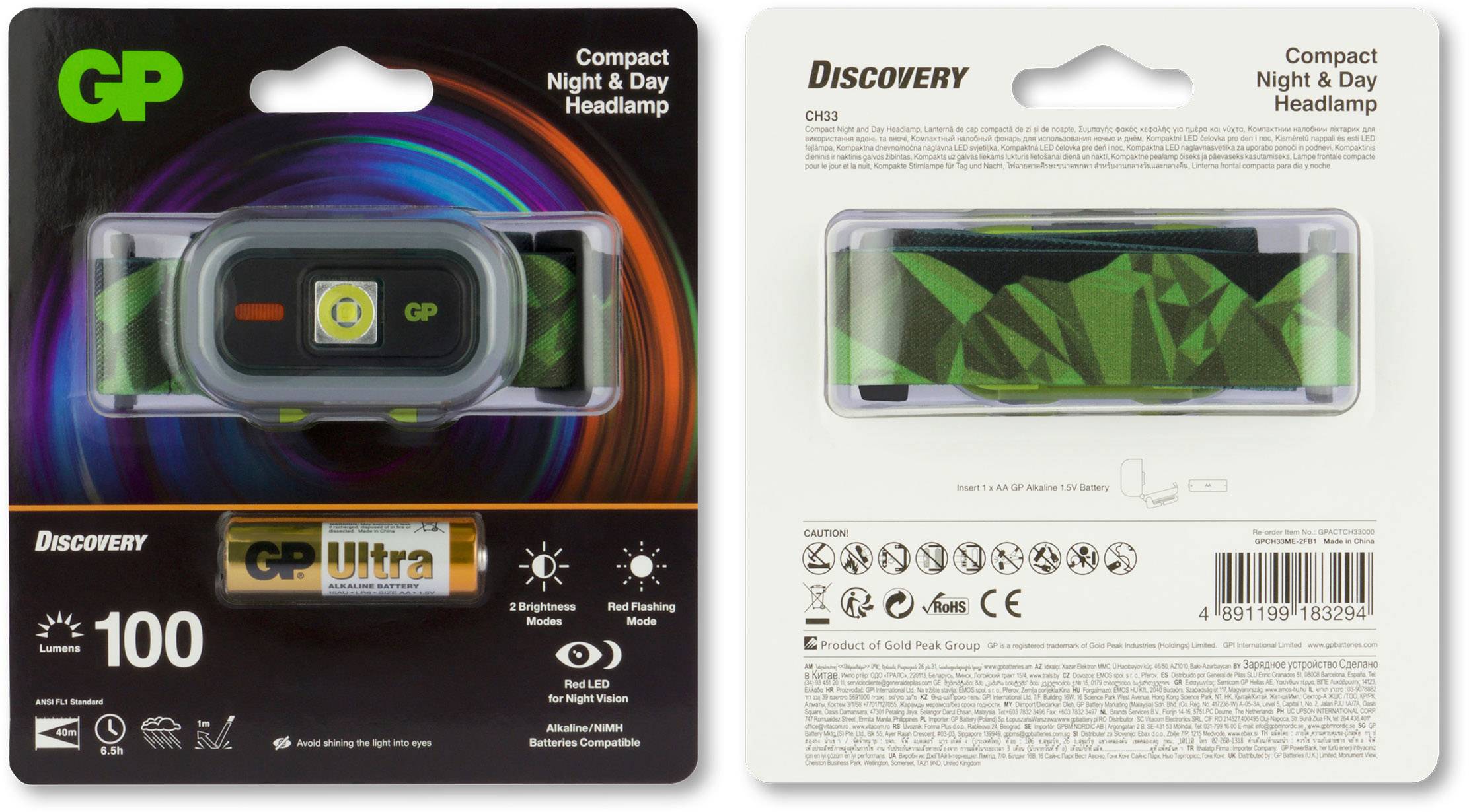 GP Discovery CH33 LED (monochrome) Headlamp 100 lm 6.5 h 260GPACTCH33000-2
