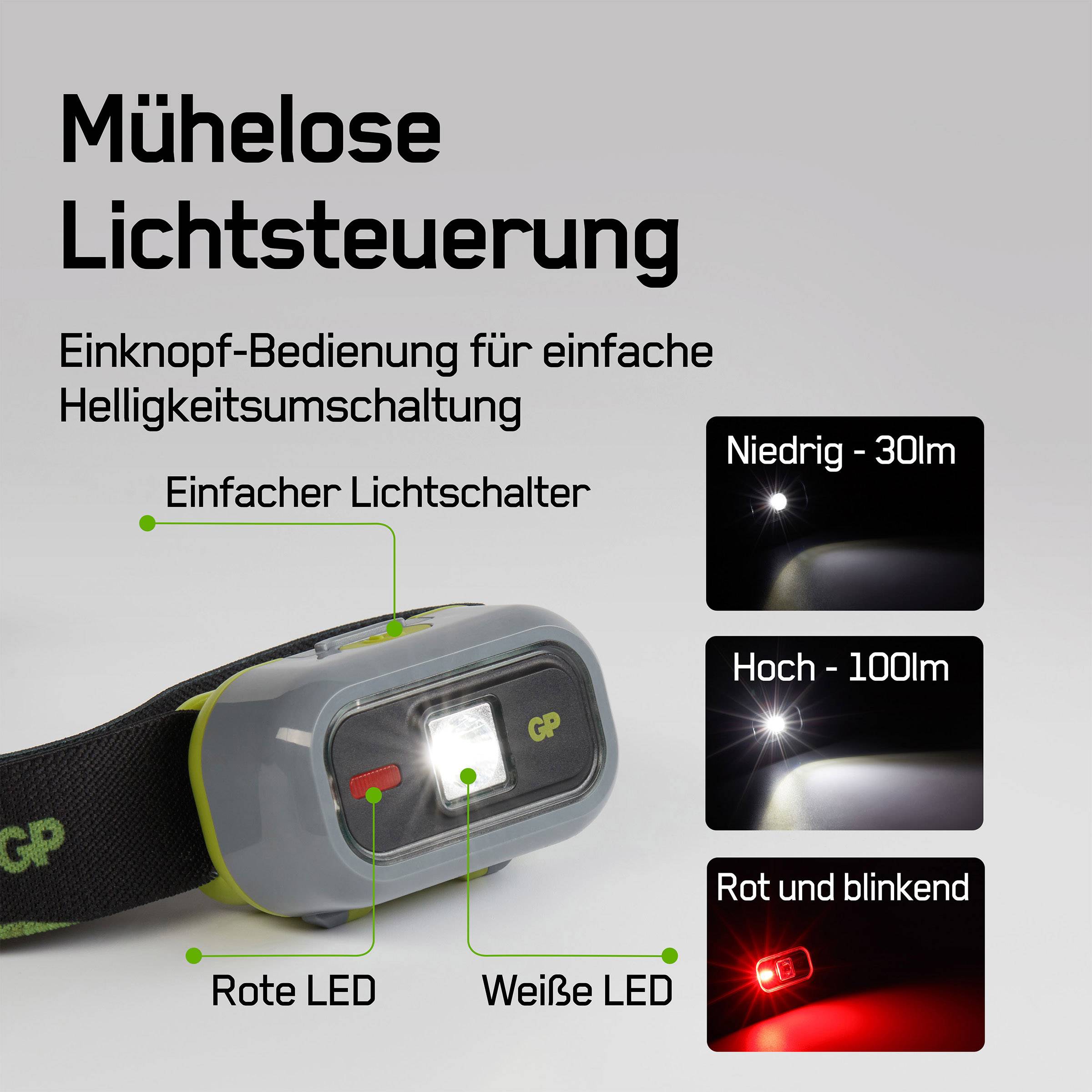 GP Discovery CH33 LED Stirnlampe 100 lm 6.5 h 260GPACTCH33000 
