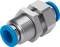 Industrial connector with a grey metal housing and blue plastic elements, suitable for pneumatic applications.<br><br>Note: The translation is already in British English and does not require significant modification.