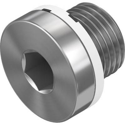 Cylindrical metal screw with hexagon socket head, suitable for machine or furniture construction.