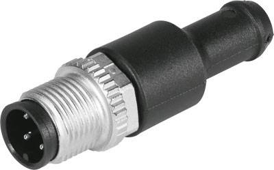 'A black and silver round multi-pin connector.'