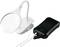 Portable LED lamp with magnifying function, connected to a power bank via a USB cable. Ideal for precision work or travelling.