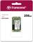 Packaging for a Transcend mSATA SSD 230S with 256GB capacity, SATA III 6Gb/s interface. Includes product image and specifications.