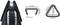 Close-up of a black zip with indicated measurements: 17.2 mm wide, 8.6 mm high, 1.55 mm diameter. Triangular shape: 6.3 mm wide, 6.0 mm high.