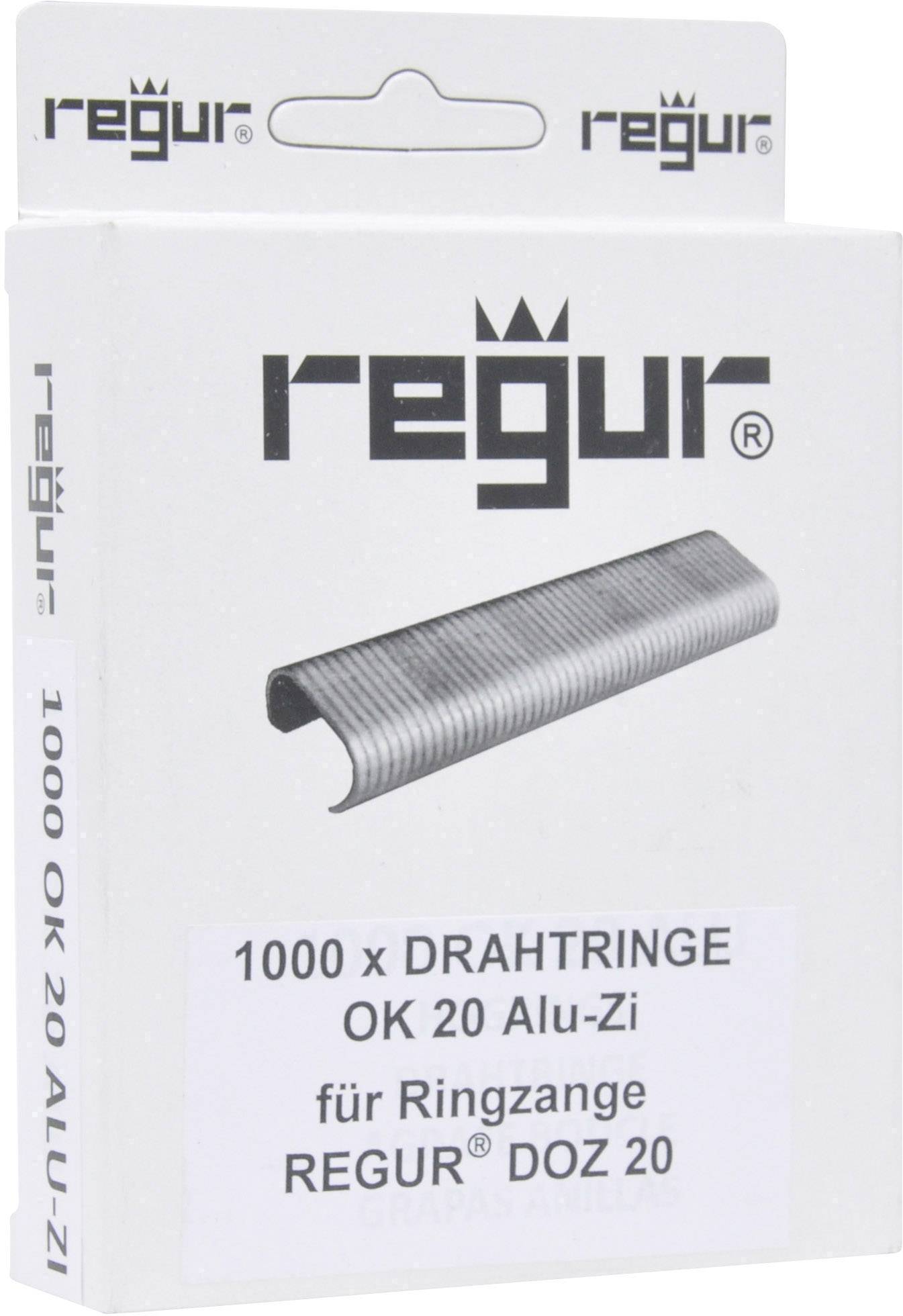 'Regur' packaging with 1000 wire rings, Model OK 20 in aluminium-zinc for ring pliers.